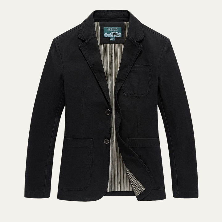 Men's Cotton Blazer-Style Windbreaker with Pockets