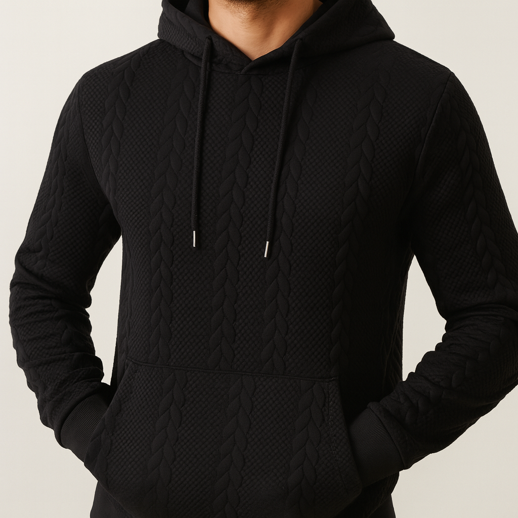 Men's Knit Hoodie Pullover - Soft Texture and Comfort for Everyday Wear