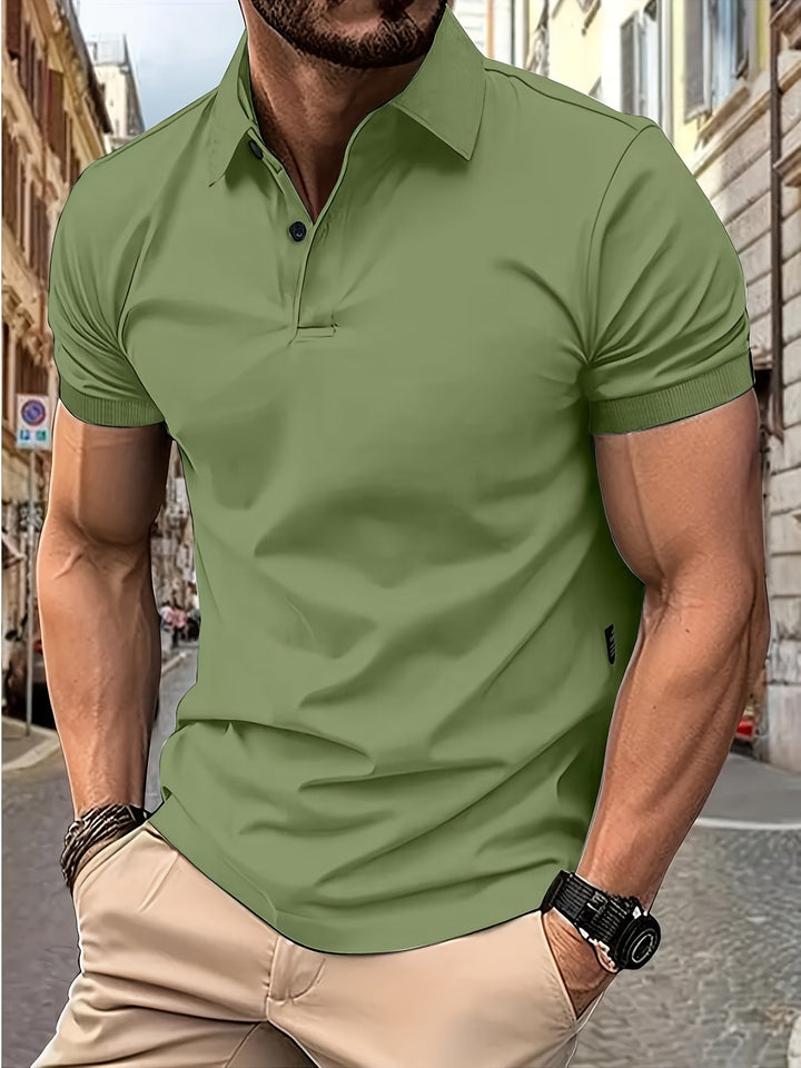 Classic Men's Short Sleeve Polo Shirt with Collar - Timeless and Versatile