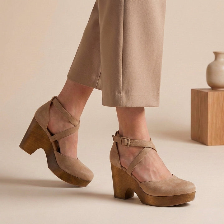 Elegant Women's Block Heel Strap Platform Heels