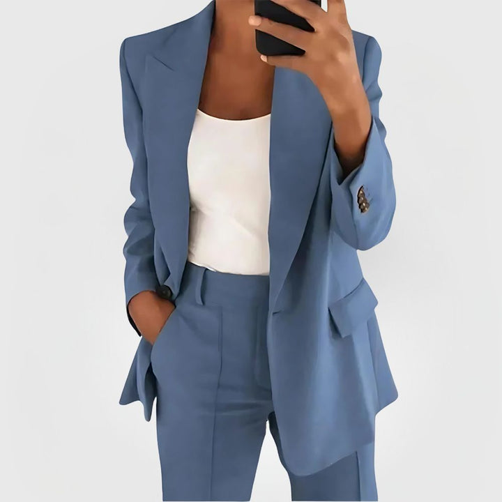 Elegant Women's Blazer Suit Set with Blazer and Pants