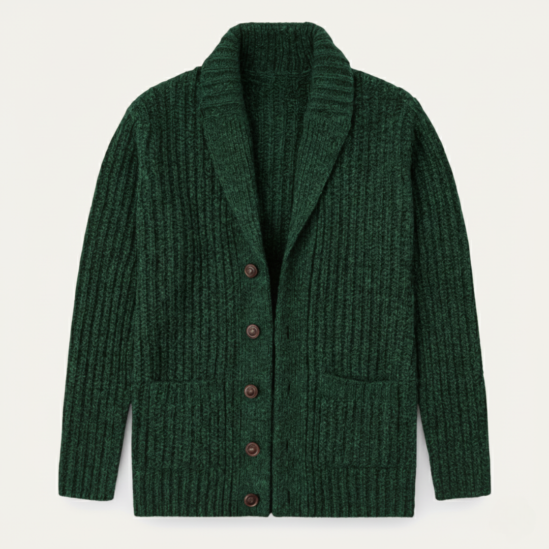 Warm Chunky Knit Men's Shawl Collar Cardigan