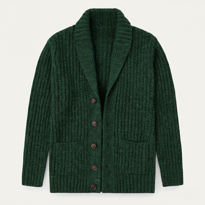 Warm Chunky Knit Men's Shawl Collar Cardigan