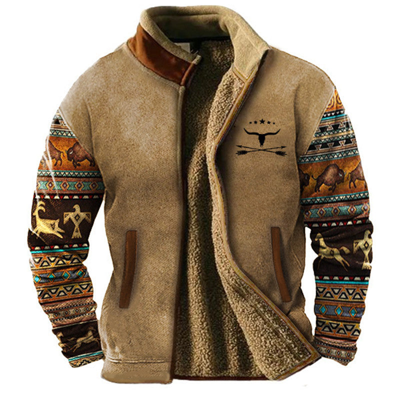 Elegant Men's Fleece Jacket with Thermal Lining - Warm Winter Jacket