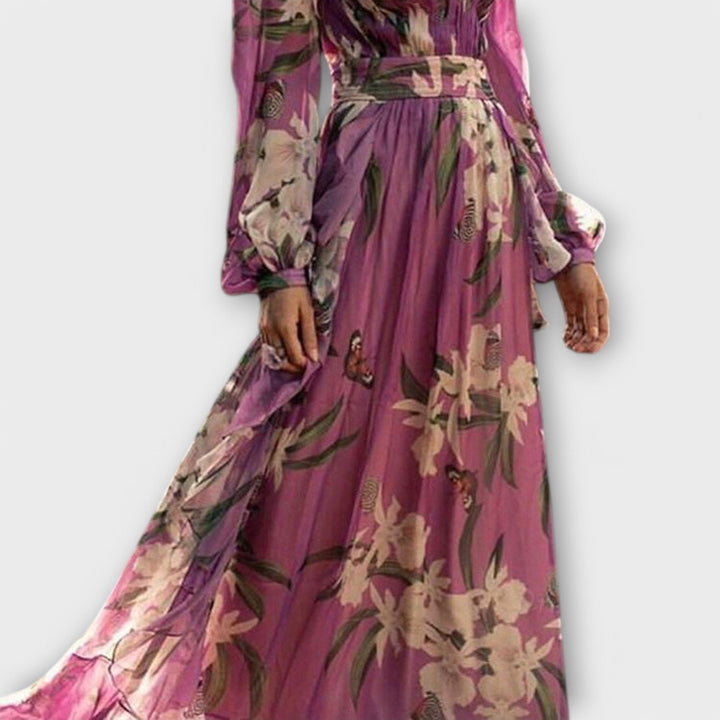 Elegant Women's Maxi Dress - Long Sleeve with V-Neck for Special Occasions