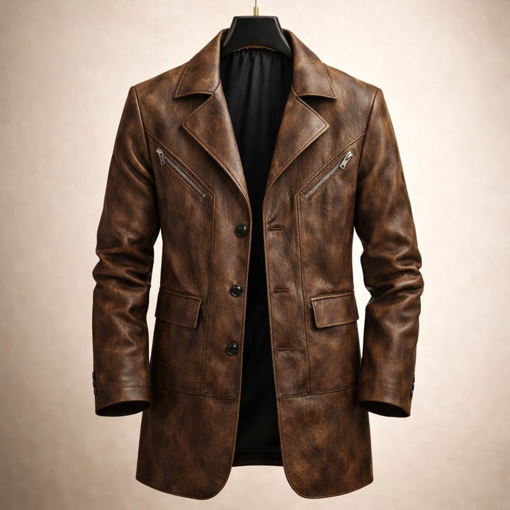 Structured Elegant Men's Leather Jacket