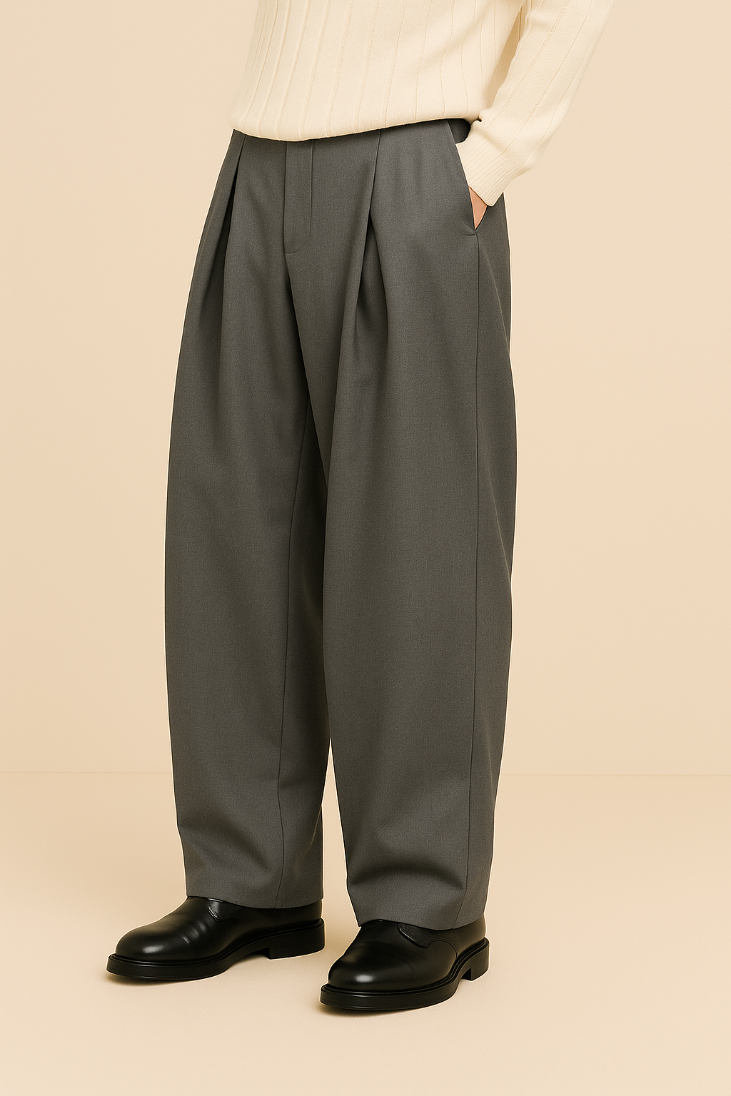 Men's Elegant High-Waisted Pleated Dress Pants