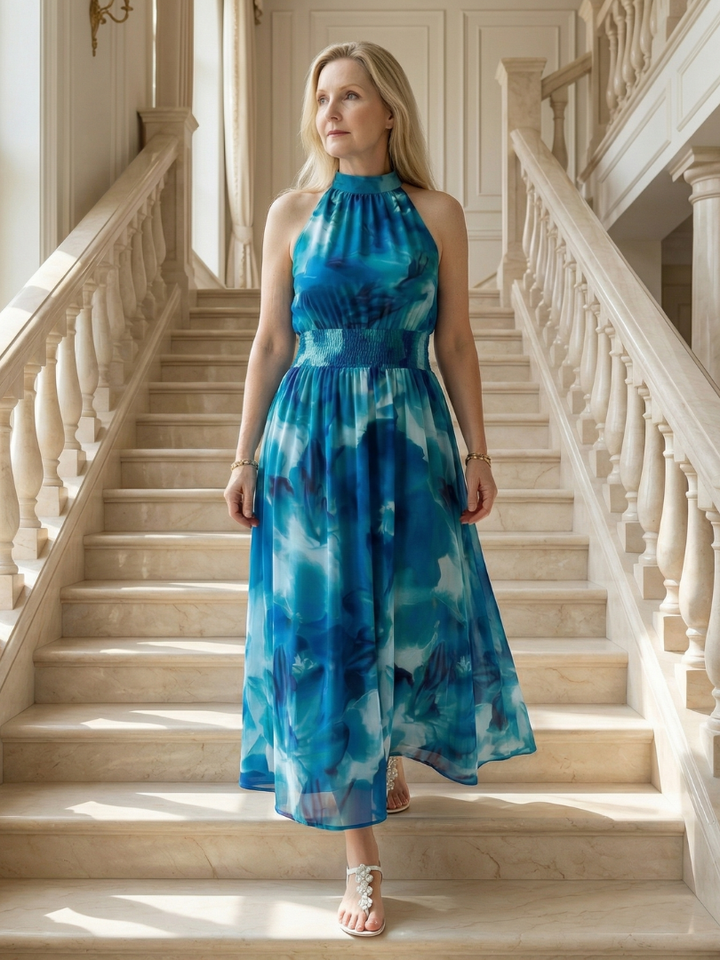 Elegant Lightweight Women's Halter Midi Dress