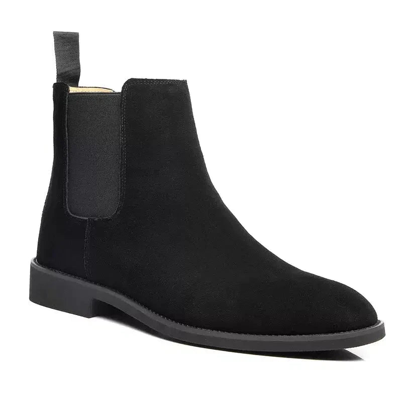 Men's Luxury Calfskin Suede Chelsea Boots - Classic Boots with Elastic Side Panels