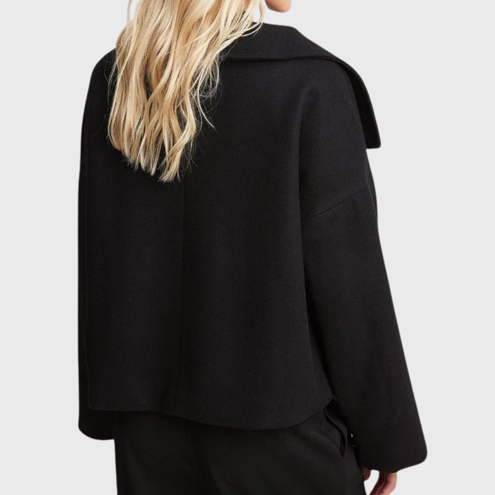 Warm Women's Short Coat - Double-Breasted and Lightly Lined