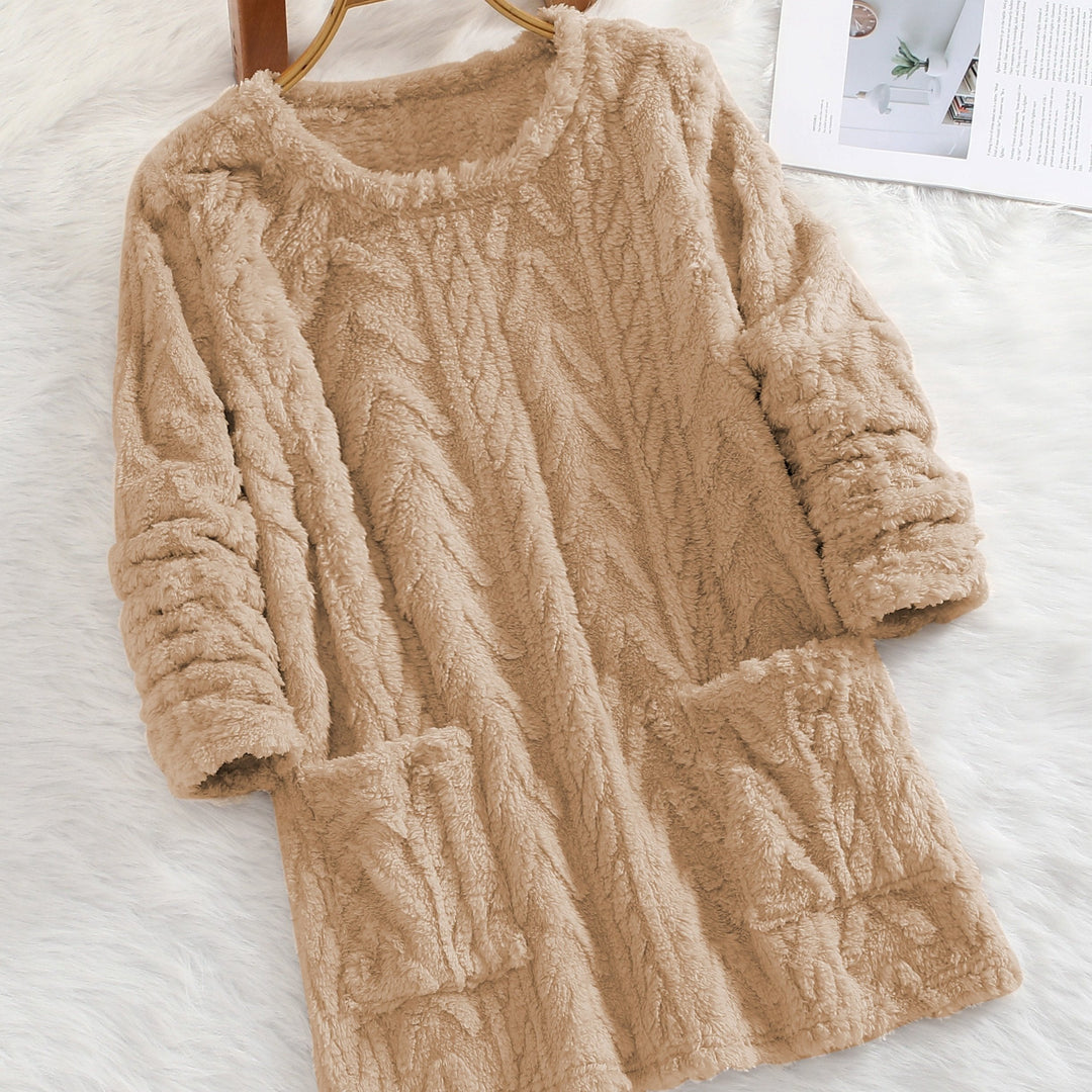 Soft Women's Knit Sweater with Pockets - Loose Fit for Fall & Winter