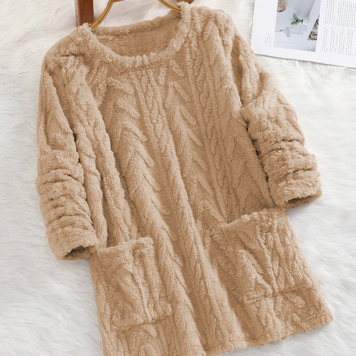 Soft Women's Knit Sweater with Pockets - Loose Fit for Fall & Winter