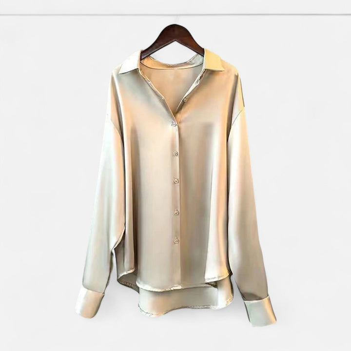 Elegant Satin Blouse for Women with V-Neckline