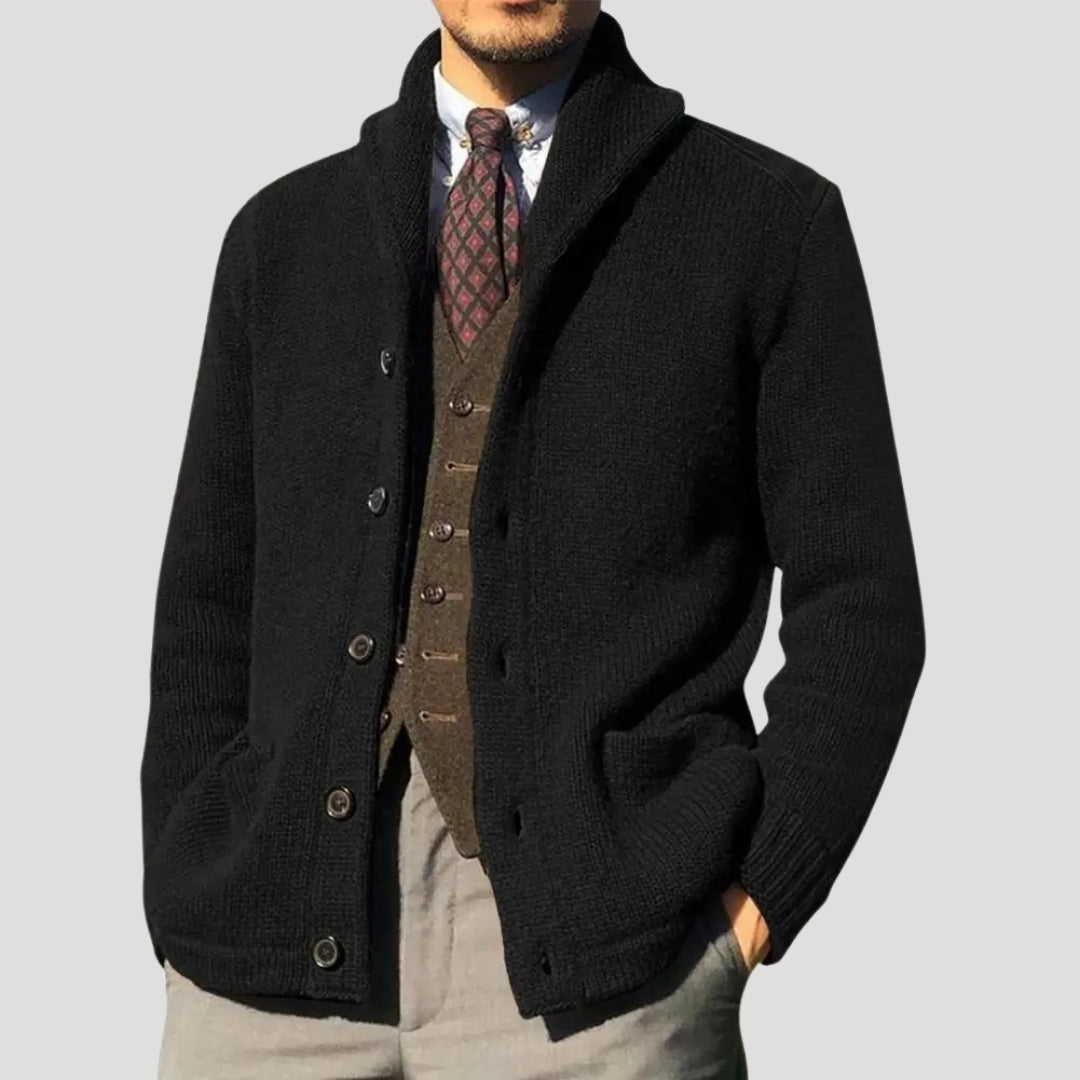 Men's Wool Cardigan with Shawl Collar - Elegant Coatigan Winter Jacket