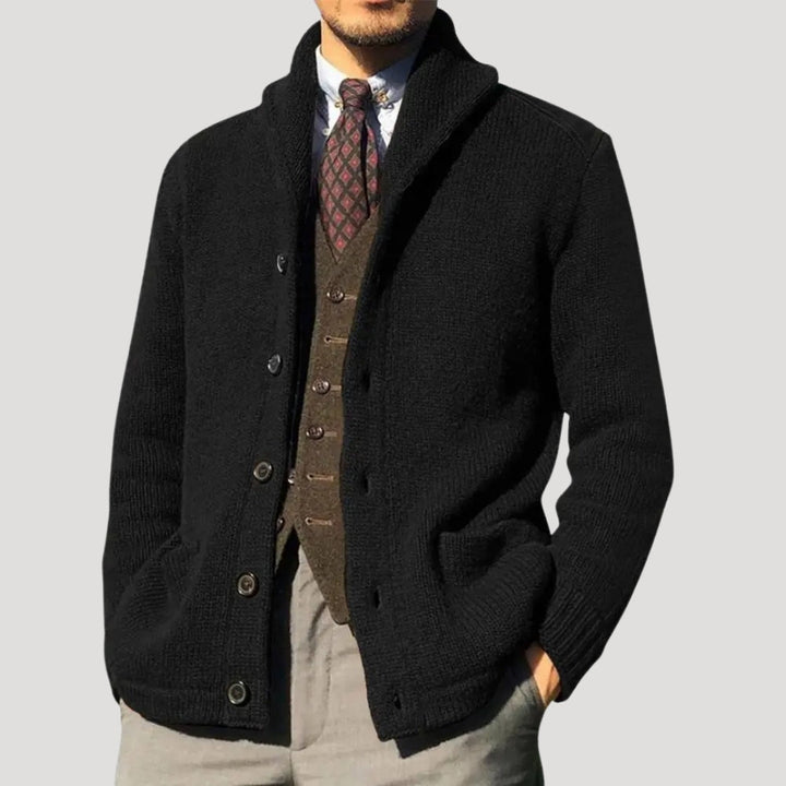 Men's Wool Cardigan with Shawl Collar - Elegant Coatigan Winter Jacket
