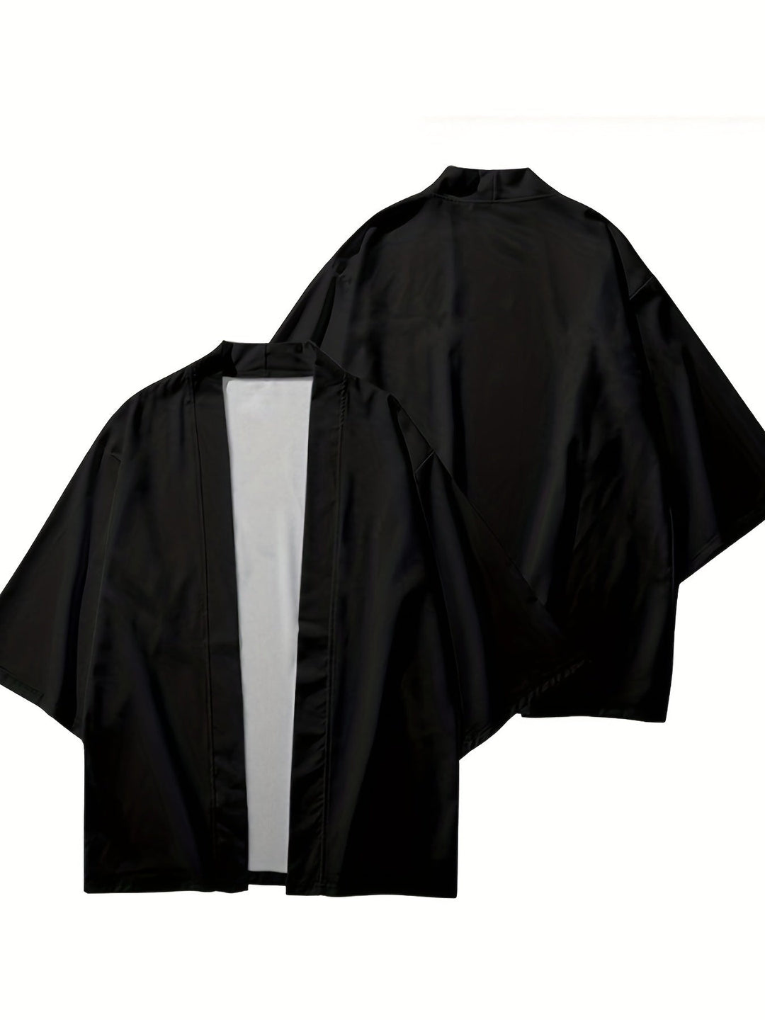 Traditional Men's Japanese-Style Kimono - Elegant Open-Front Jacket