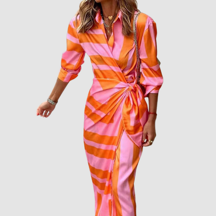 Elegant Striped Women's Midi Dress