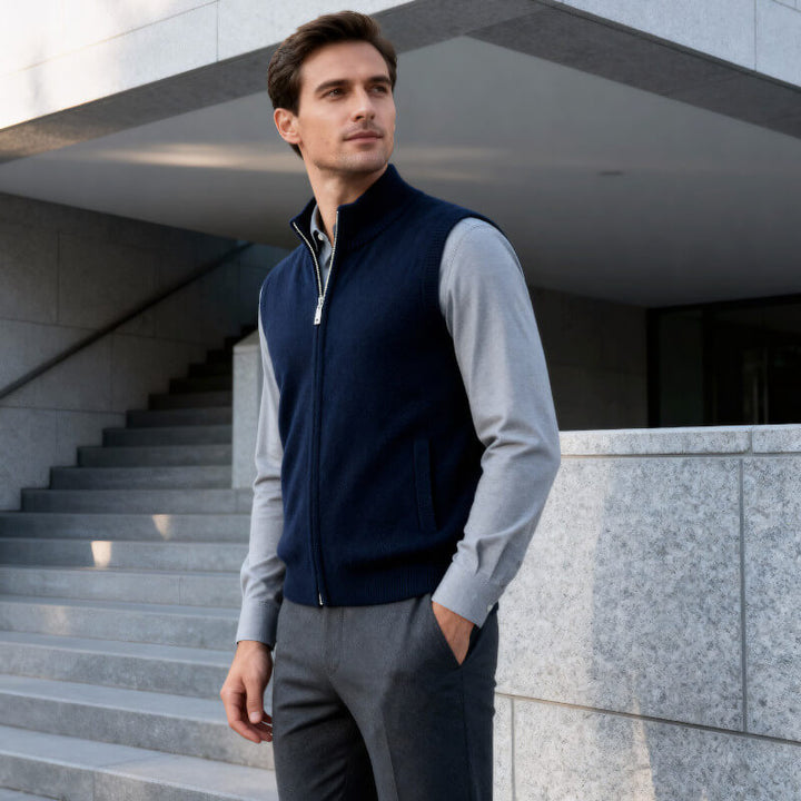 Men's Cashmere Zip-Up Vest