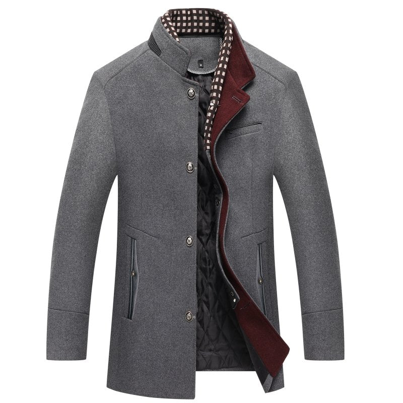 Elegant Men's Winter Wool Coat - Classic and Warm Lined