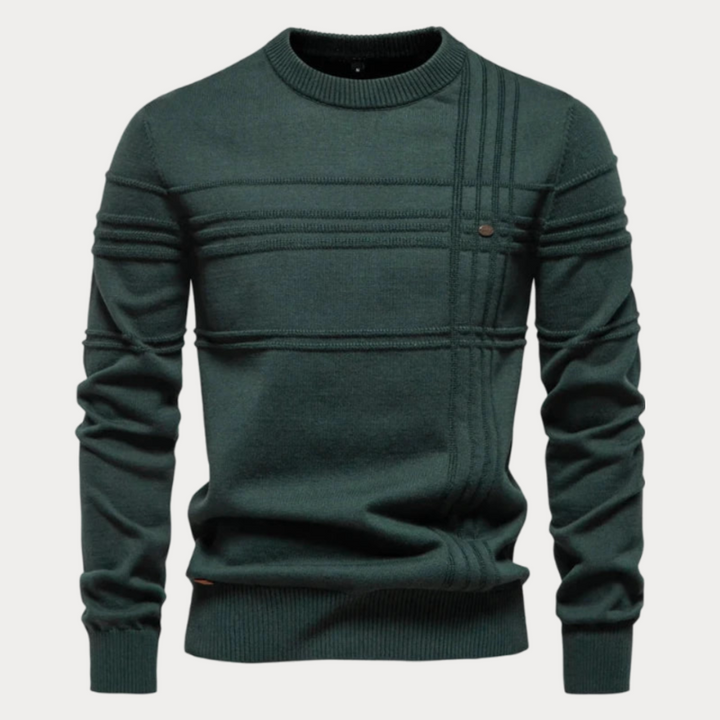 Patterned Crew Neck Sweater Men's Knit Pullover