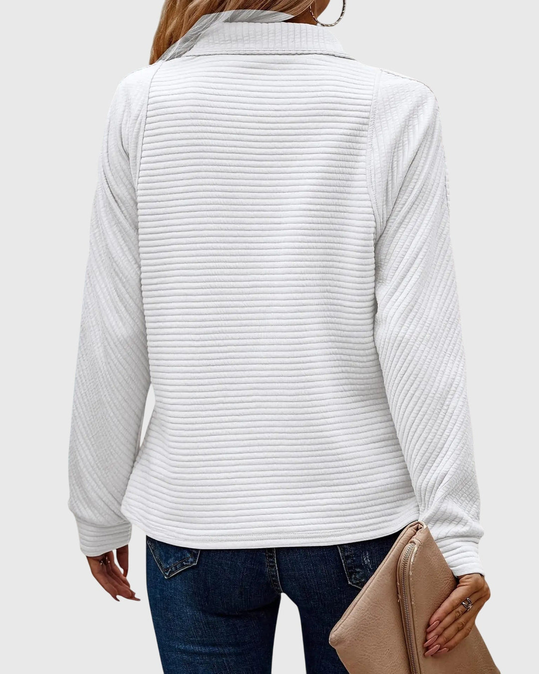 Elegant Women's Pullover with Zipper and V-Neck