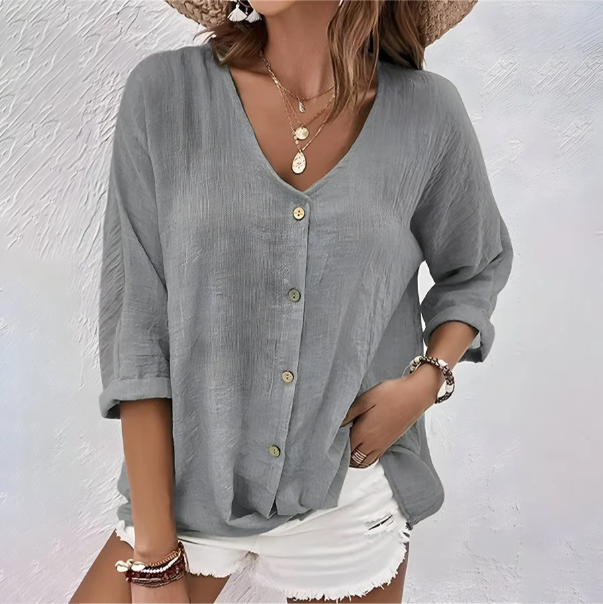 Casual Relaxed Women's Button-Up Blouse