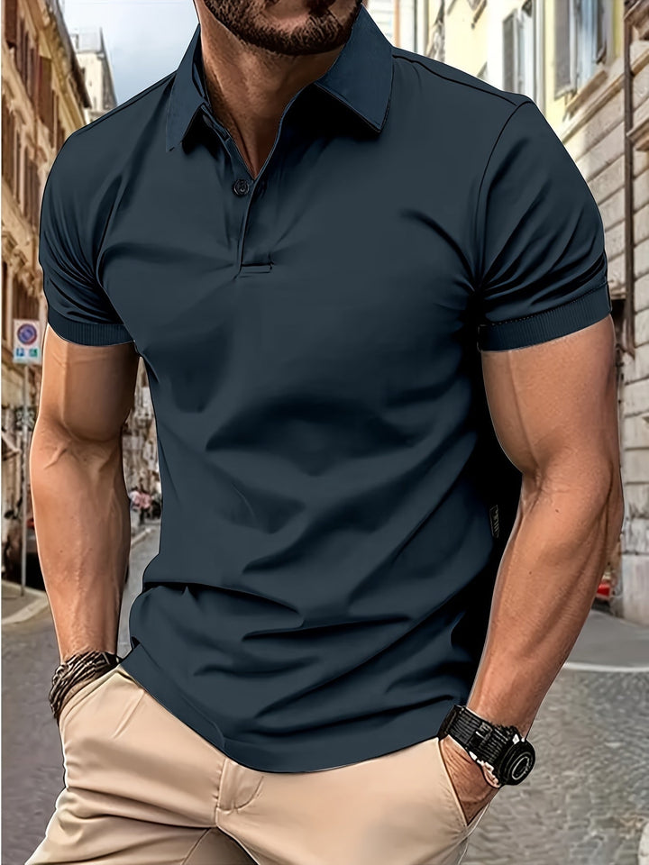 Classic Men's Short Sleeve Polo Shirt with Collar - Timeless and Versatile