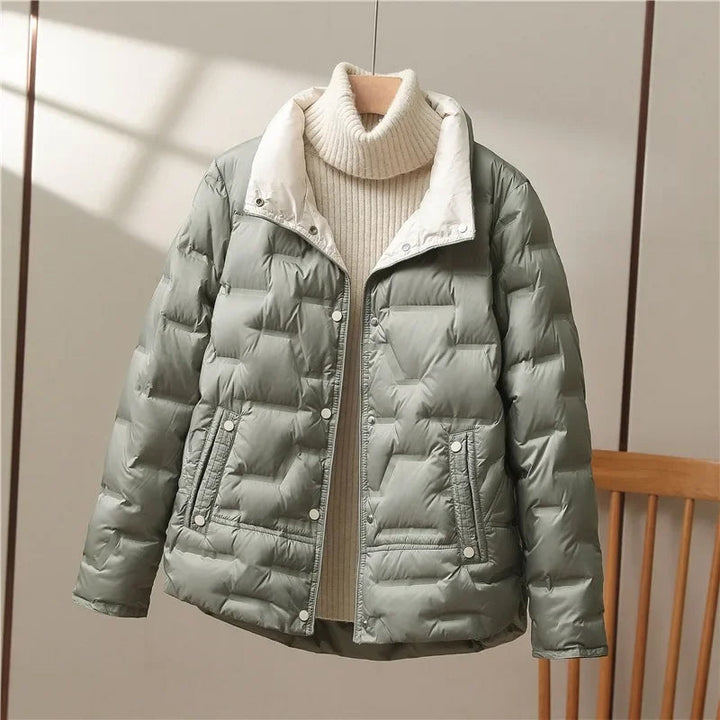 Women's Lightweight Quilted Down Jacket with Stand Collar