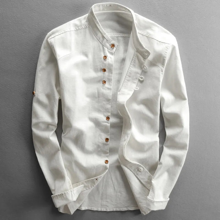 Wrinkle-Free Elegant Men's Button-Front Shirt for Business and Casual Wear