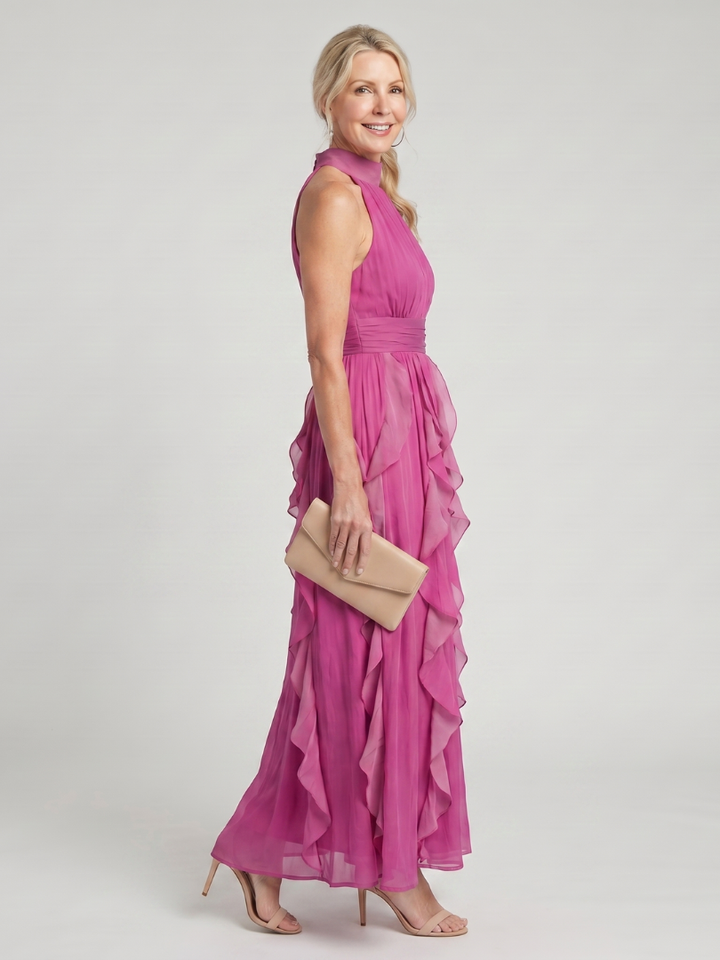 Elegant Flowing Women's Ruffle Layers Maxi Dress