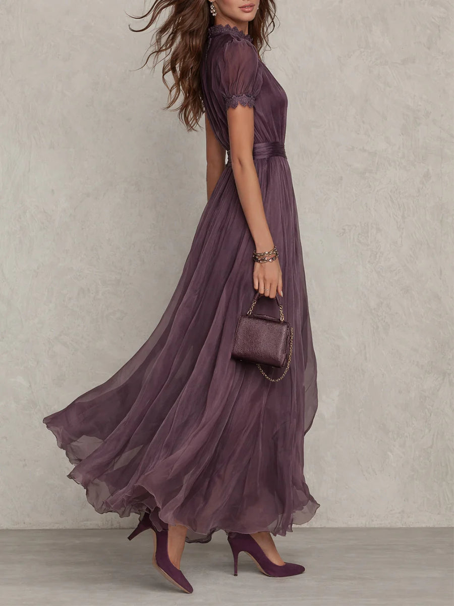 Elegant Keyhole Chiffon Women Maxi Dress