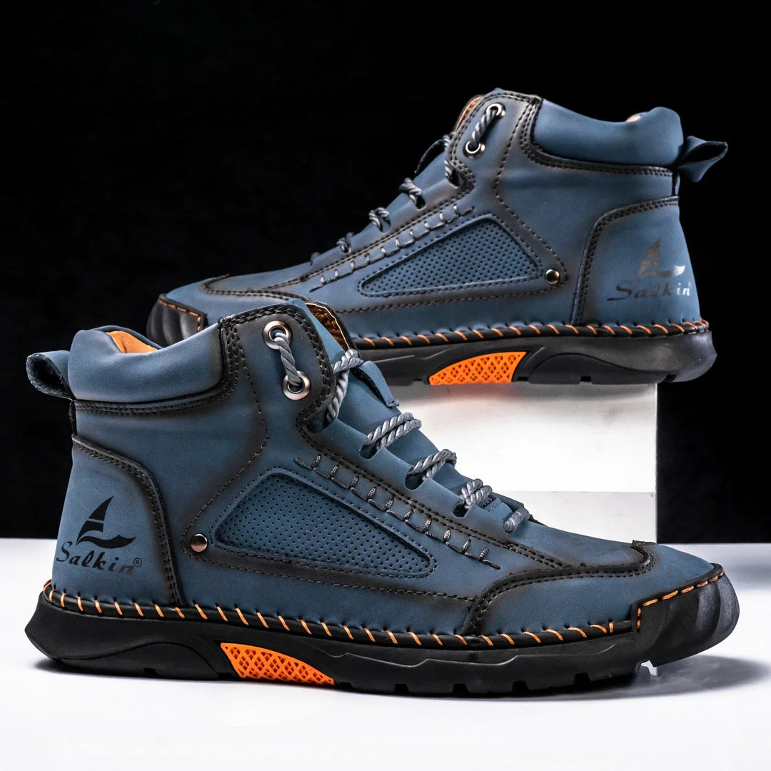 Men's Premium Leather High-Top Sneakers - Waterproof and Breathable