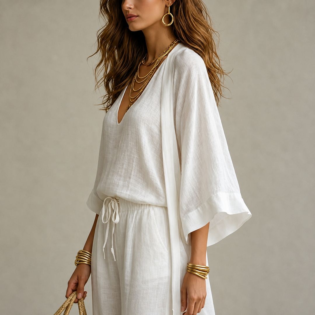 Lightweight Casual Women's Three-Piece Linen Set