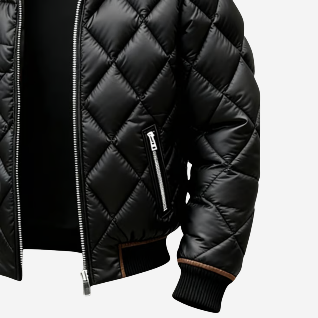 Men's Quilted Jacket - Lightweight Diamond Quilting with Thermal Insulation