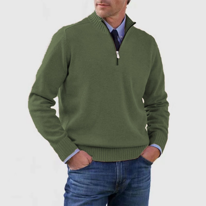 Warm Men's Pullover with Zipper