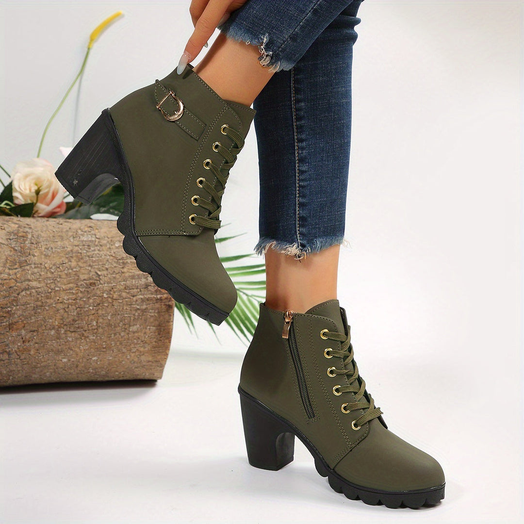 Elegant Women's Block Heel Ankle Boots - Versatile Ankle Boots