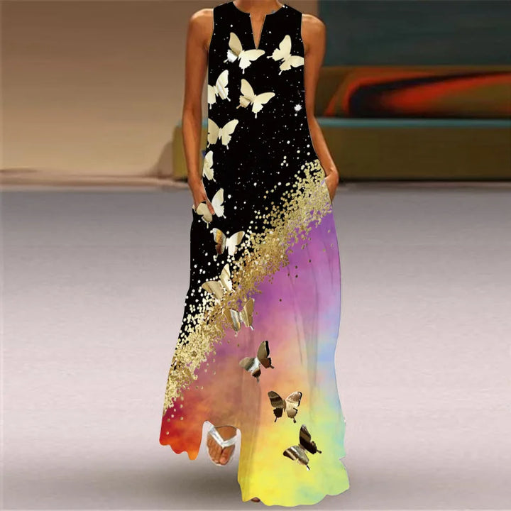 Elegant Butterfly Floral Women's A-Line Dress