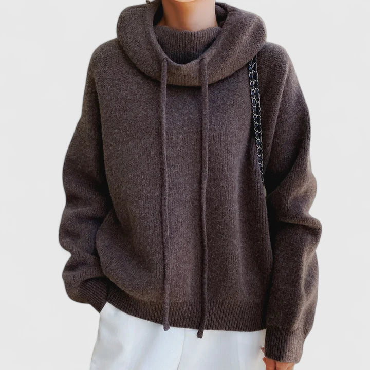 Cozy Women's Knit Hoodie - Soft Pullover for Relaxed Comfort
