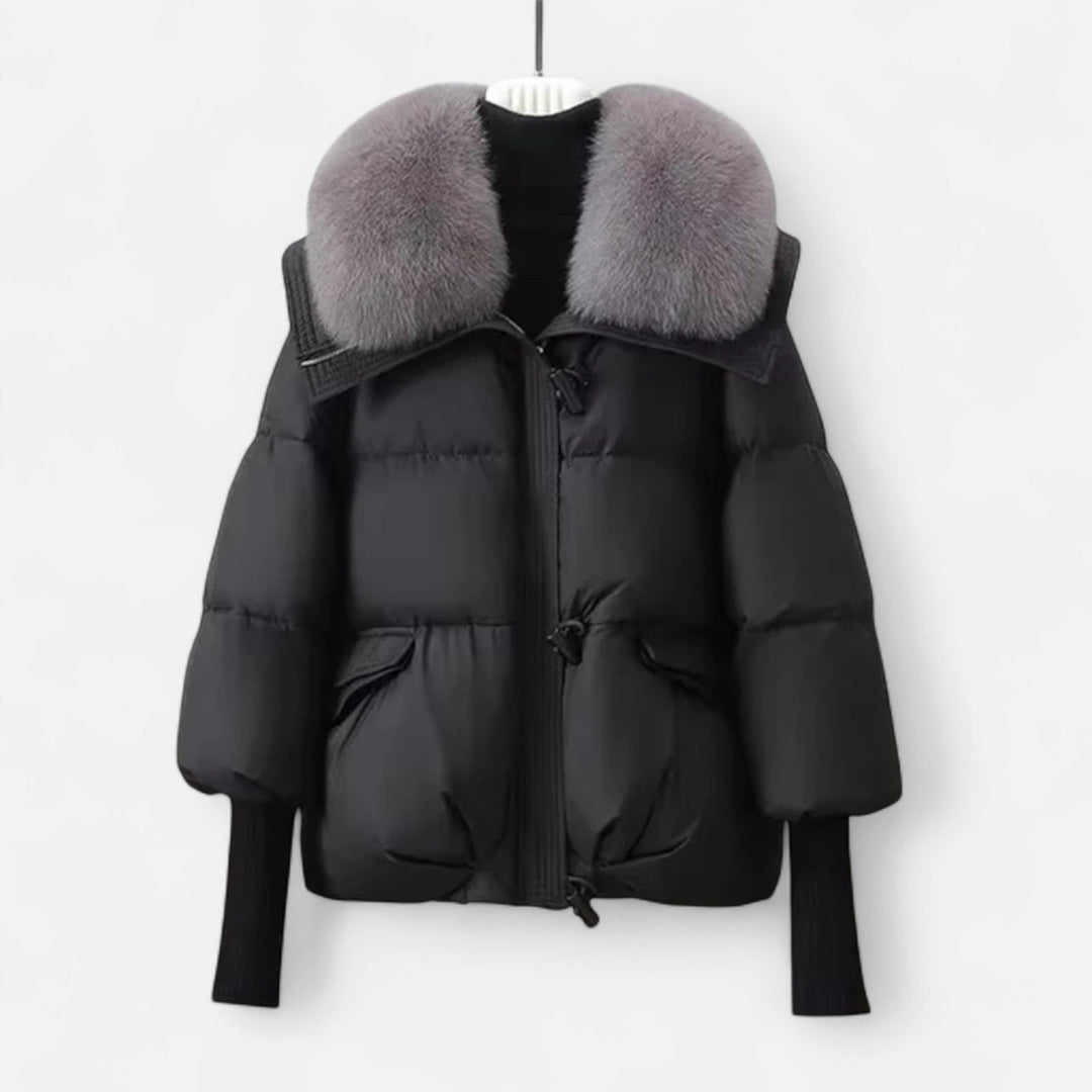 Elegant Women's Winter Jacket with Fur Collar and Down Fill