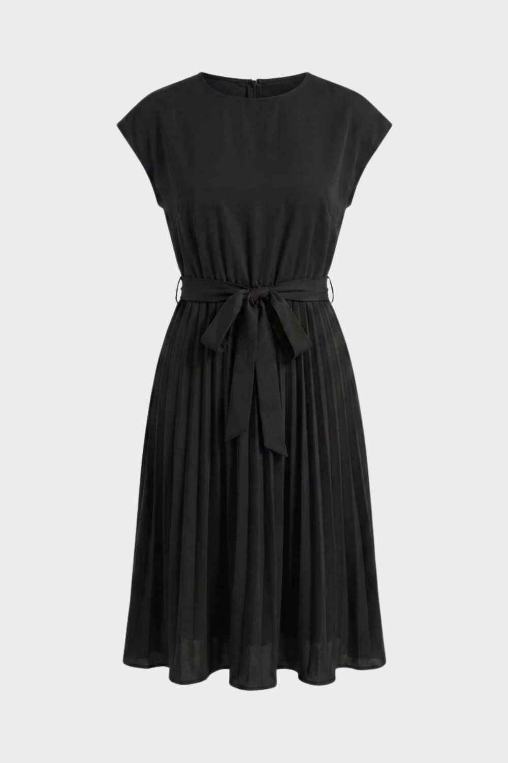 Elegant Belted Women's Pleated Midi Dress
