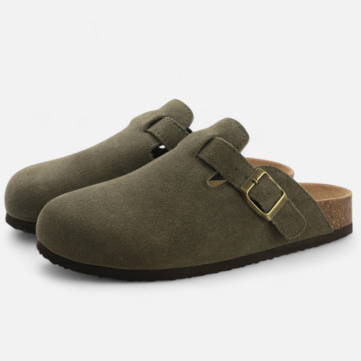 Men's Suede Slide Sandals with Cork Footbed