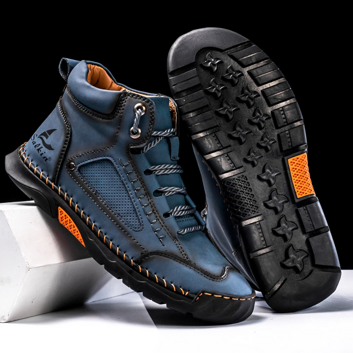 Men's Premium Leather High-Top Sneakers - Waterproof and Breathable