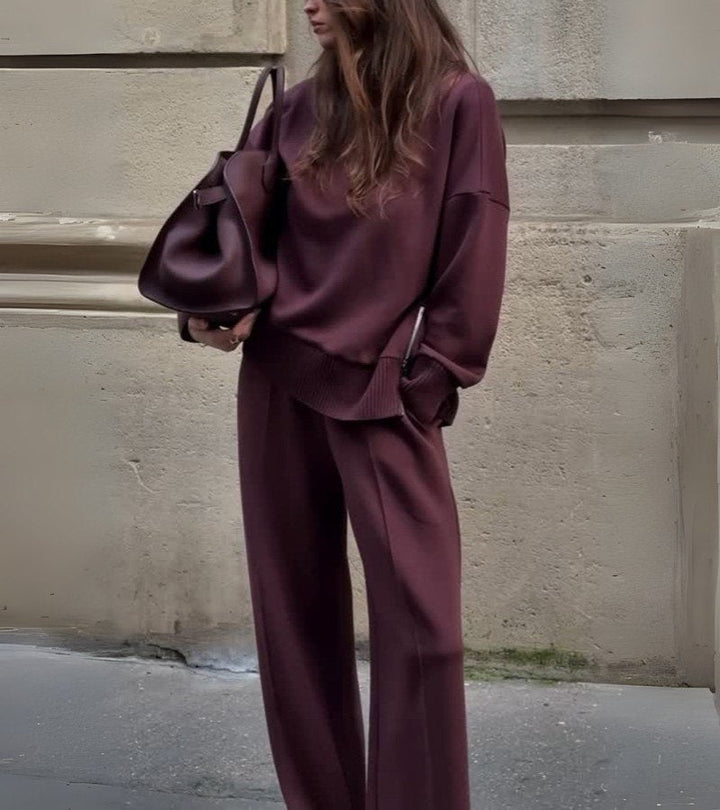 Elegant High Collar Two-Piece Set Women's Outfit