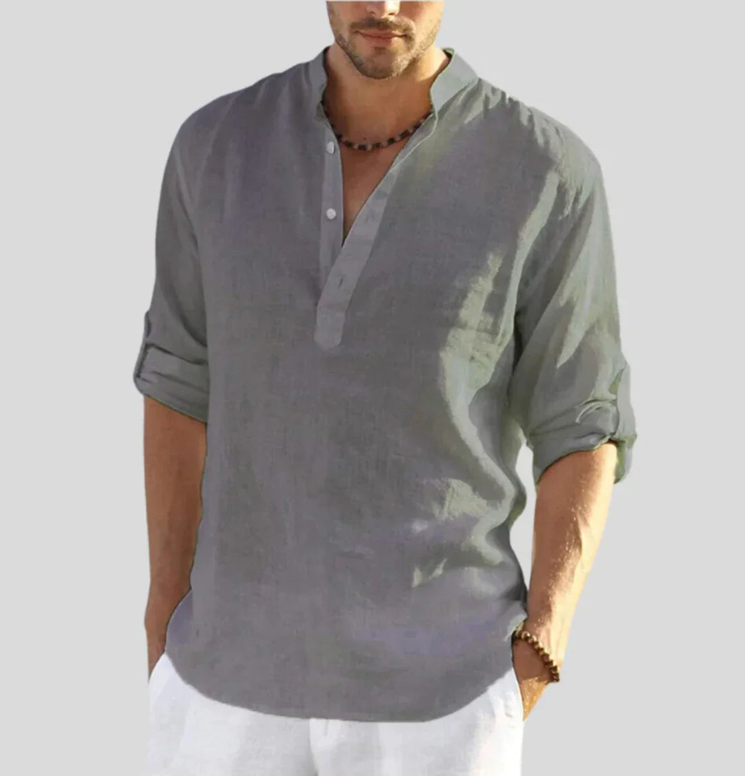 Elegant Men's Linen Shirt with Collar - Airy, Lightweight, and Versatile