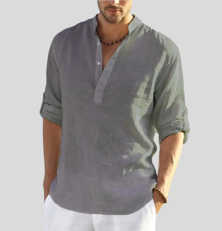 Elegant Men's Linen Shirt with Collar - Airy, Lightweight, and Versatile