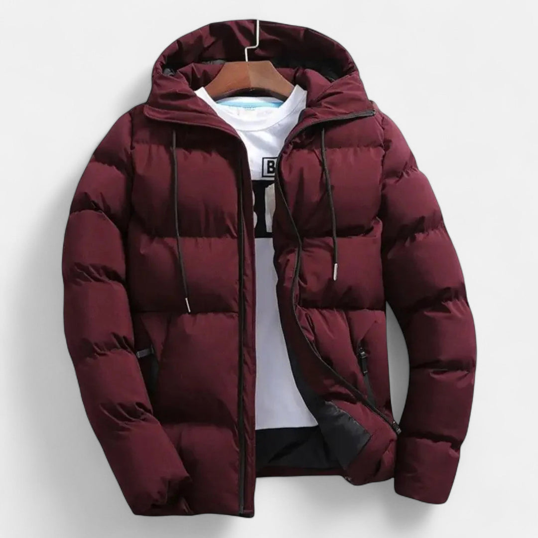 Warm Quilted Men's Hooded Down Jacket for Winter
