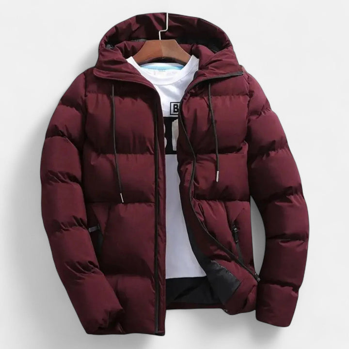 Warm Quilted Men's Hooded Down Jacket for Winter