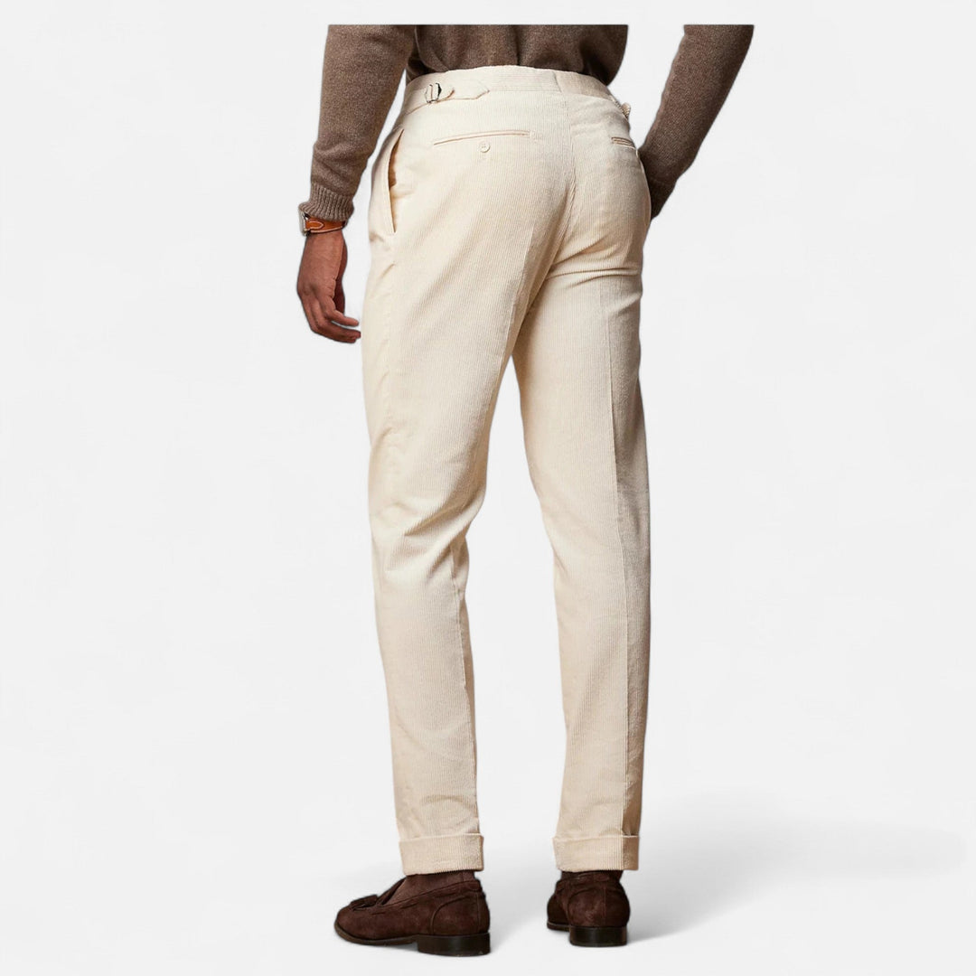Elegant Men's Cotton-Mix Pants in White - Tailored Fit