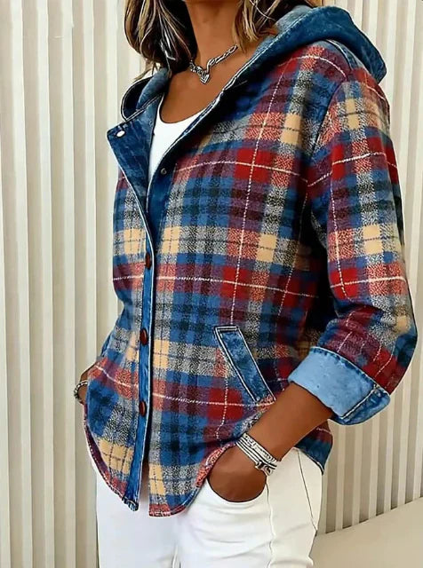 Women's Plaid Denim Jacket
