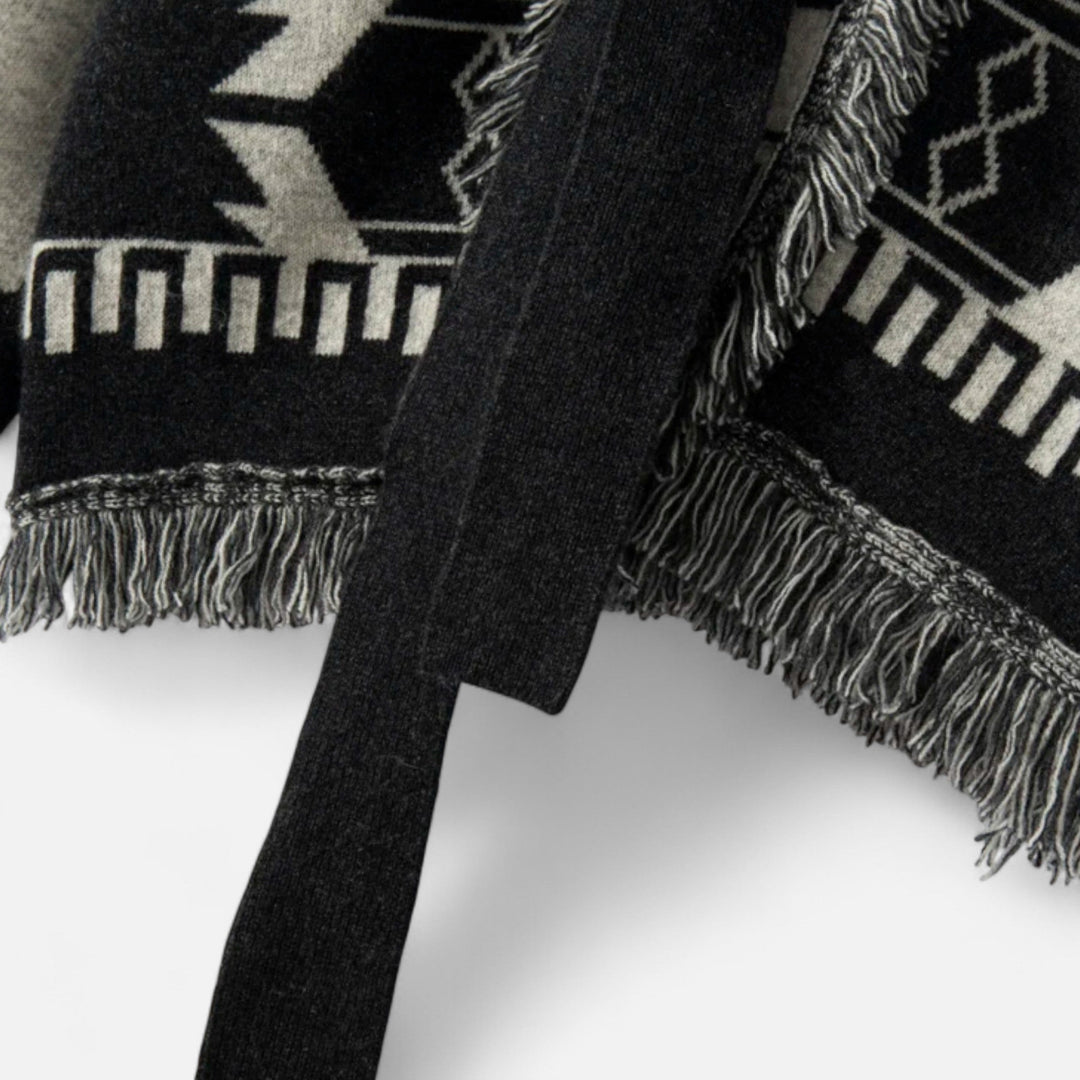 Luxurious Cashmere Jacquard Cardigan with Tassels for Women